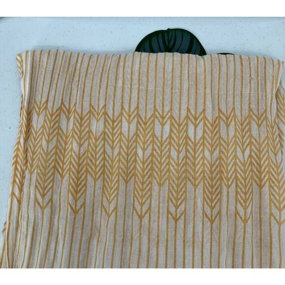 Bohemian Boho Mustard Yellow Cream Lightweight Semi Sheer Rectangle Scarf Wrap - Picture 5 of 5